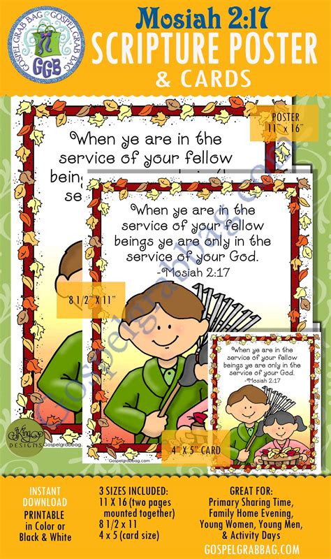 Service Standards Missionary Work Love Scripture Poster Mosiah