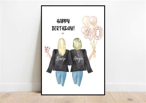 40th Birthday Print Personalised Birthday Print Best Friends Etsy Israel