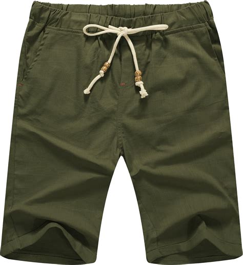 Sailwind Mens Linen Shorts Casual Drawstring Summer Beach Shorts Army Green Uk Fashion