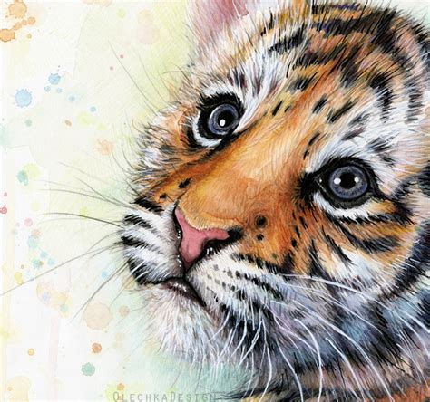 Tiger Art Print Tiger Wall Art Baby Tiger Watercolor Etsy