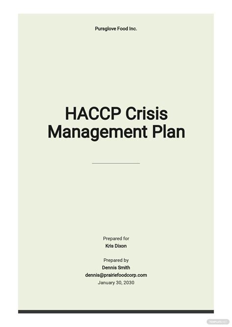 Template For Haccp Plan