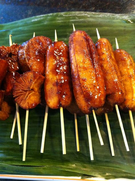 Philippine Barbecued Bananas Saging And Cassava Or Yucca Root