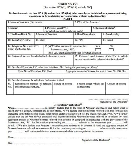 New Form 15g And Form 15h New Format And Procedure