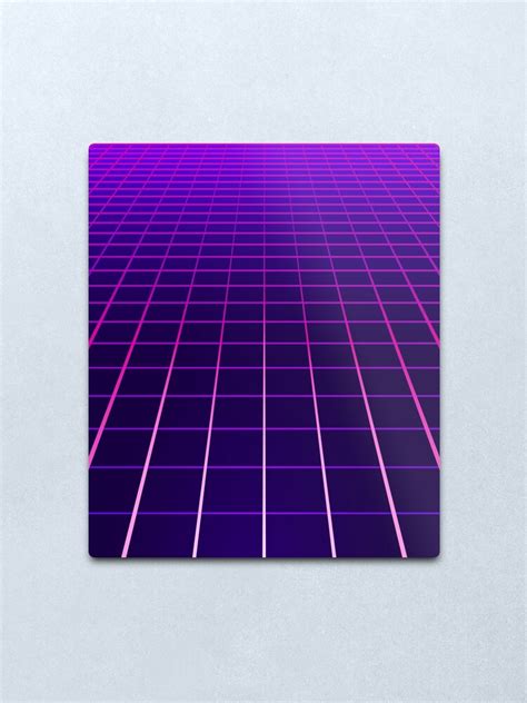 Minimal Synthwave Grid Lines Metal Print By Maizephyr Redbubble