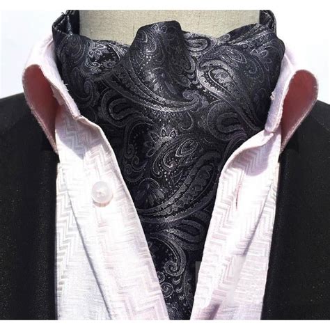 Midnight Paisley Silk Ascotcravat Tie Mens Ascot Fashion Scarf