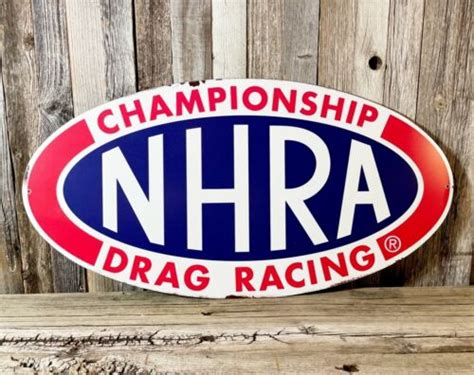 Nhra Drag Racing 20 Oval Logo Metal Sign Car Vintage Emblem Garage Man