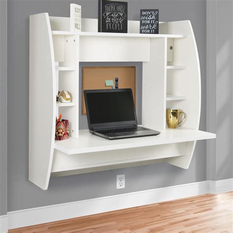 Floating Desk With Storage Wall Mounted Computer Desk Work Station