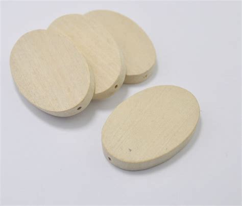 20pcs Oval Flat Wooden Beads Unfinished Natural Wood Beads Etsy
