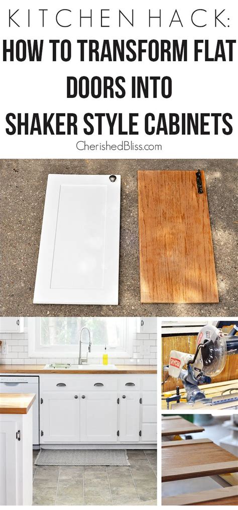 Then, orient the raised panel on the inside of the door (hidden from view) in order to get my flat panel look, or… when cutting the rails and stiles to length, add 1″ to the final inside width of the frame. Kitchen Hack: DIY Shaker Style Cabinets - Cherished Bliss ...