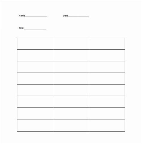 3 Column Chart Template Inspirational Blank Table Chart With 3 Columns