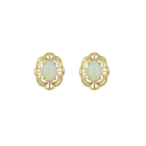 9ct Yellow Gold Oval Opal Fancy Stud Earrings Mcgowans Jewellers