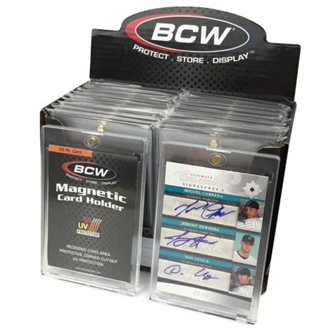 Special uv barriers to reduce light exposure. BCW 55 Point UV Protected Magnetic Thick Thick Trading Card Holder