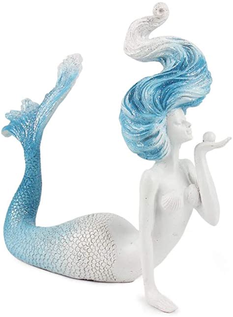 Hongland Mermaid Resin Figurine Blue Tailed Decorative