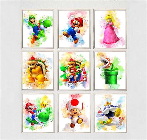 Set 9 Mario Prints Printable Art Super Mario Poster Mario Print