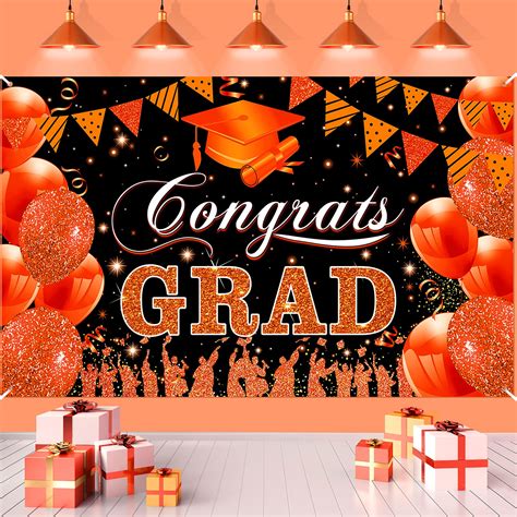 Buy Orange Graduation Party Decoration Banner Large Orange Congrats