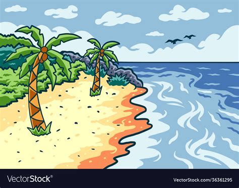 Cartoon Beach Background Royalty Free Vector Image