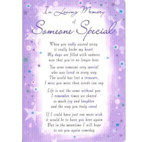 Grave Card In Loving Memory Of Someone Special Verse Memorial Funeral Poem Ebay