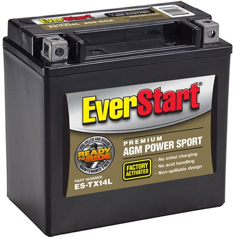 Everstart Premium Agm Power Sport Battery Group Size Es Tx14l 12 Volt