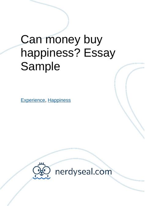 Can Money Buy Happiness Essay Sample Words NerdySeal