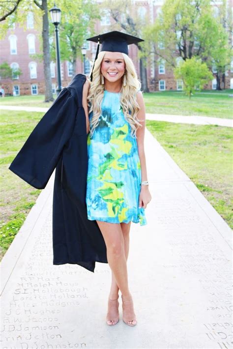 Preppy Blue And Green Graduation Dress Graduation Pictures