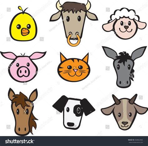 Farm Animal Set Clipart Vector Illustration Stock Vector Royalty Free