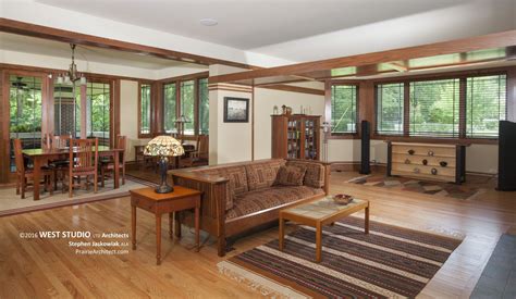 Prairie Style Living Room Frank Lloyd Wright Inspired West Studio