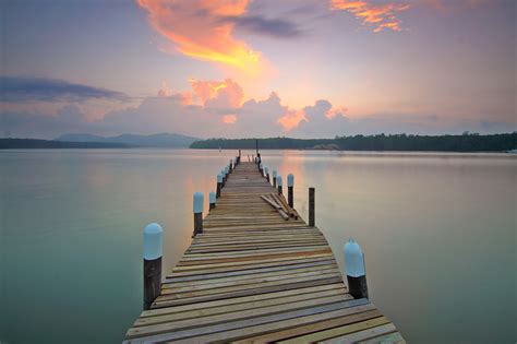 Landscape And Seascape Of Dock Into The Water Image Free Stock Photo