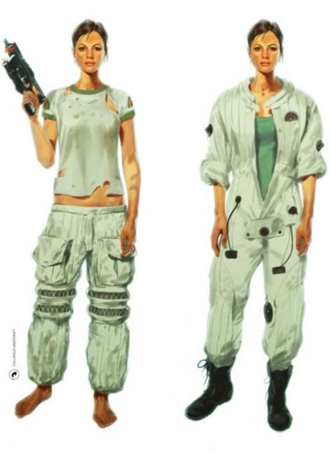 Concept Art Of Amanda Ripley In Spacesuit Components And Compression