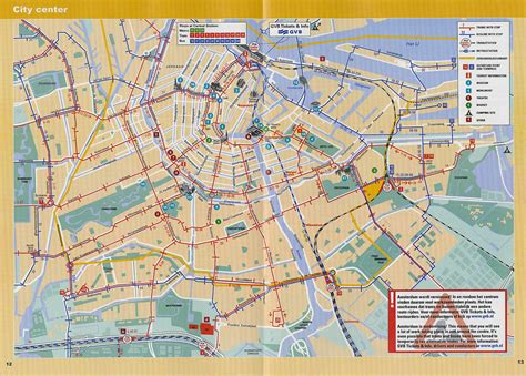 Large Detailed Tram And Metro Map Of Central Part Of Amsterdam City