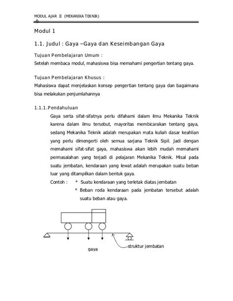 MODUL AJAR II (MEKANIKA TEKNIK)-8-Modul 11.1. Judul : Gaya ƊGaya dan