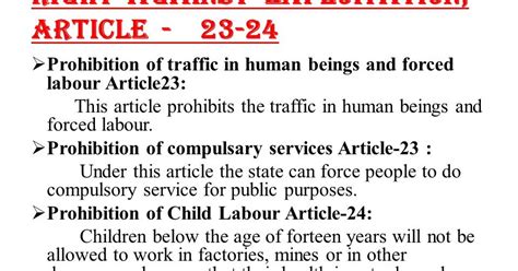 Reservation fufils demand of substantive equality under article 16(1) of constitution; Article 23 and 24 of Indian Constitution Right Against ...