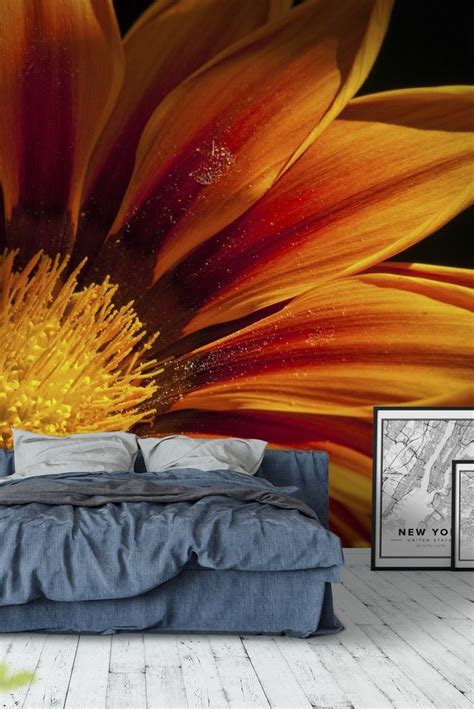 Orange flower Wallpaper | Flower wallpaper, Orange flowers, Wall mural