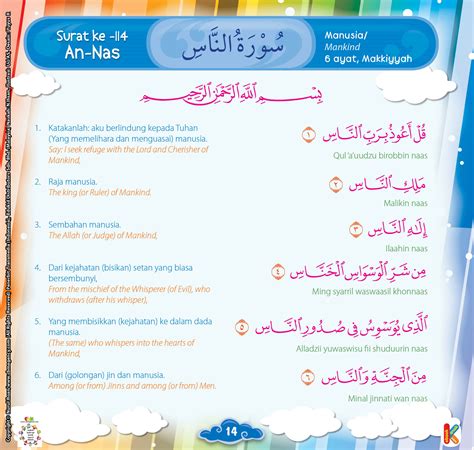 مِن شَرِّ ٱلۡوَسۡوَاسِ ٱلۡخَنَّاسِ ٤. Al Quran Surat ke 114 An-Nas | Ebook Anak