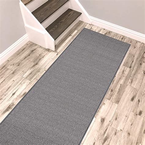 Kapaqua Grey Solid Colored Runner Rug Non Slip Rubber Backed Pet