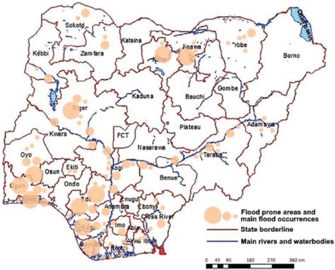 Map Of Nigeria Showing Areas Prone To Flooding Source Cirella And