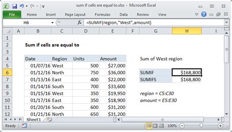 Excel Formula Sum If Cells Are Equal To Exceljet
