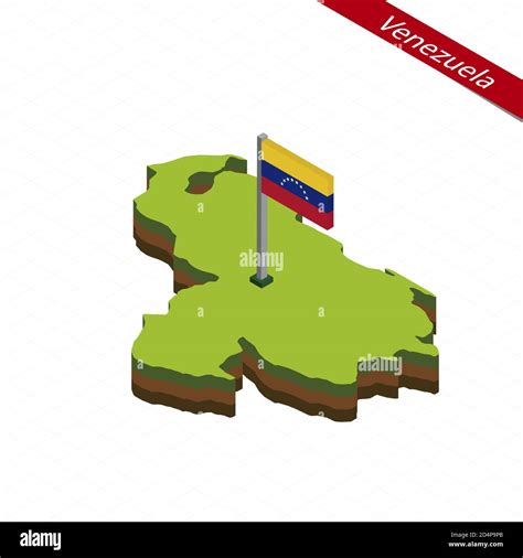 Isometric Map And Flag Of Venezuela 3d Isometric Shape Of Venezuela