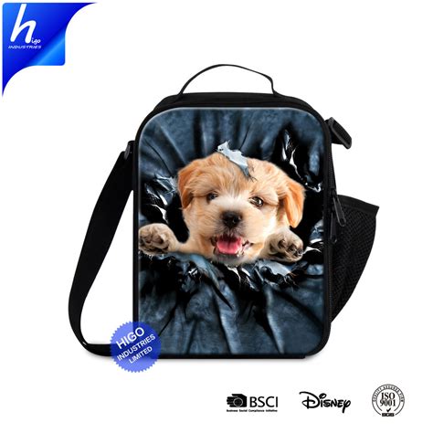 2018 Personalized Dog 3d Printing Kids Insulated Lunch Messenger Bag