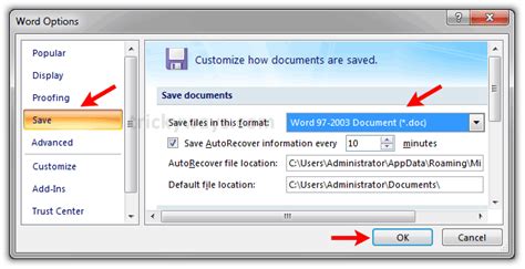 Recommended based on info available. Save Documents .docx as .doc Automatically in Word 2010 ...