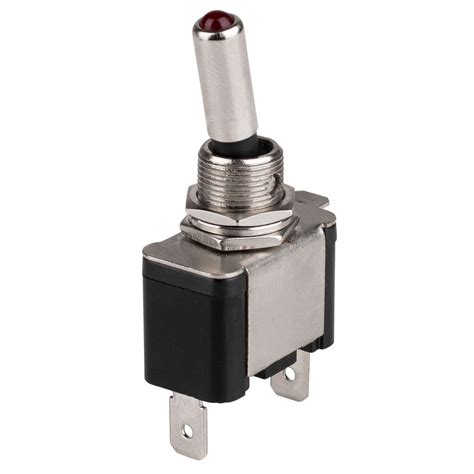 Spst Toggle Switch With Red Illuminated Indicator 12 Vdc 20a