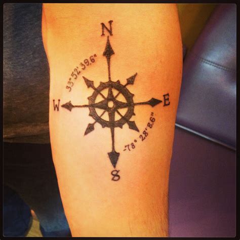 My First Ink Compass Tattoo Coordinates Tattoo Longitude And