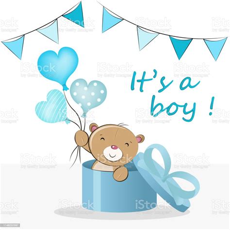 Its A Boy Baby Shower Greeting Card Vector Illustration Stock