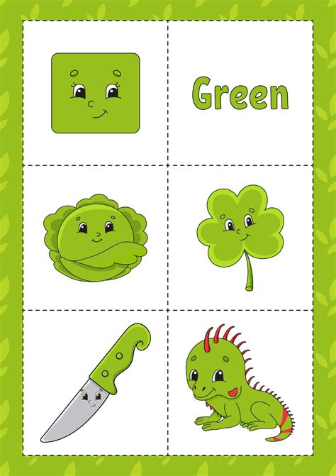 Learning Colors Flashcard For Kids Green 2418158 Vector Art At Vecteezy