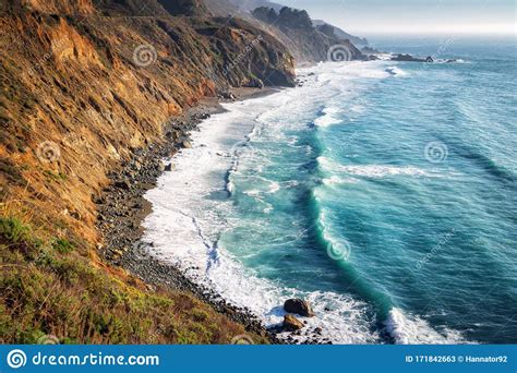 Big Sur California Coast Scenic View Of Cliffs And Ocean Stock Image