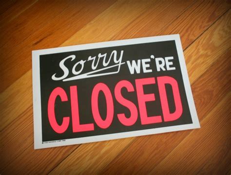 1960s Sorry We Are Closed Sign1968 Retro Small Sign