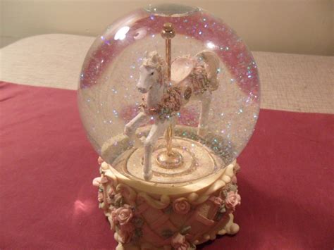 Musical Carousel Horse Snow Globe Somewhere In Time Sold