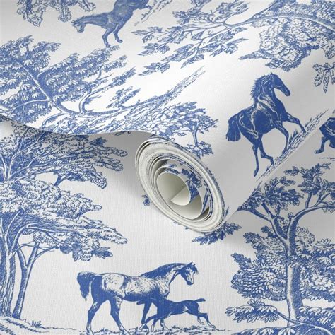 Equestrian Toile - Large Wallpaper | Spoonflower