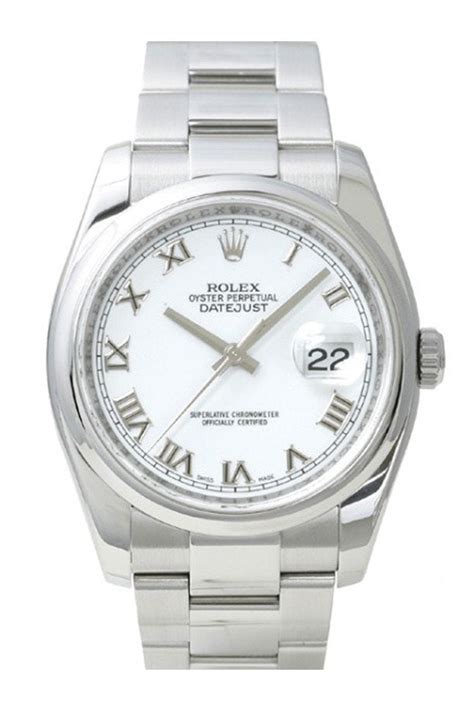 Rolex 116200 Datejust 36 White Roman Dial Mens Watch Watchguynyc