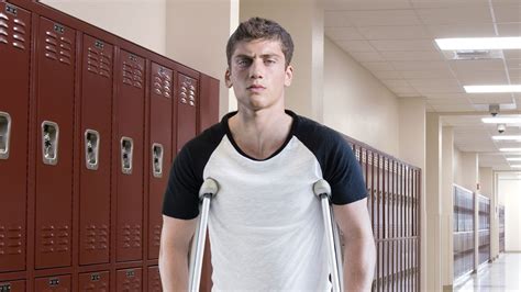High School Athlete On Crutches Walking Around Like Fallen Hero