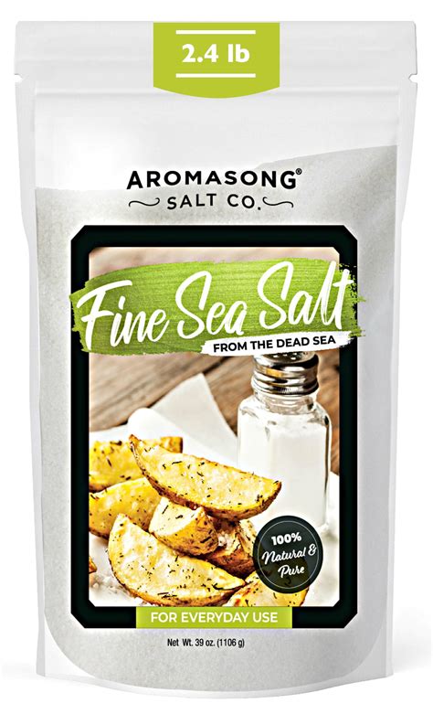 Aromasong Sea Salt Fine Grain 100 Natural Dead Sea Salt Bulk 2lb Pack